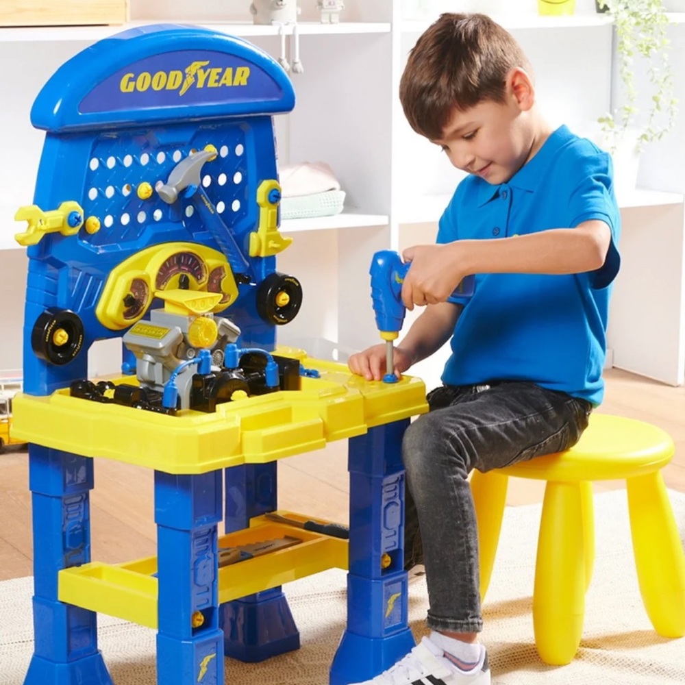 Blue and Yellow Kids Toy Workbench